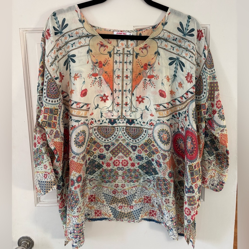 Johnny Was Floral Patterned Women's SilkTop
